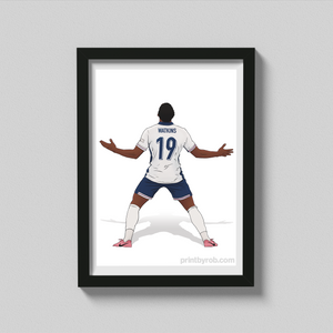 Ollie Watkins Print - England Poster - Euro 2024 Wall Art - England vs Netherlands