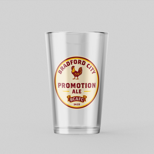 Inspired By Bradford City Pint Glass - Promotion Ale- Bradford Conical Pint Glass - League Two Promotion 24/25 - Bradford City AFC