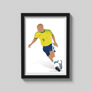 Ronaldo Poster - Brazil Print - Brazilian Ronaldo Wall Art - 1998 World Cup