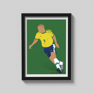 Ronaldo Print- Brazil Poster - Brazilian Ronaldo Wall Art - 1998 World Cup