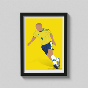 Ronaldo Print- Brazil Poster - Brazilian Ronaldo Wall Art - 1998 World Cup