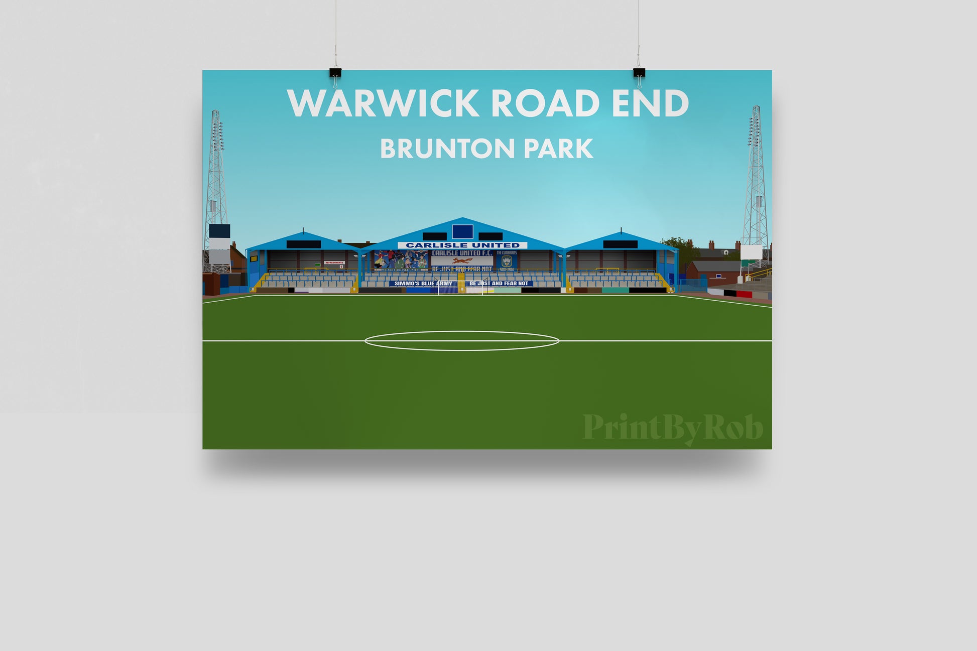 Warwick Road End Carlisle United - Brunton Park Print Football Stadium ...