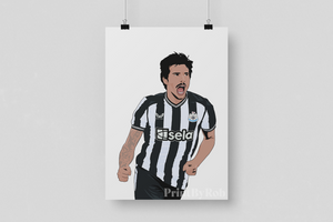 Sandro Tonali Print Newcastle United Wall Art Football Poster