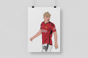 Rasmus Højlund Print - Manchester United Poster - Football Man Utd Wall Art