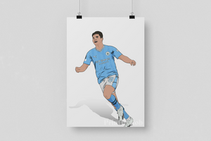 Julián Álvarez Poster- Man City Print - Manchester Football Poster