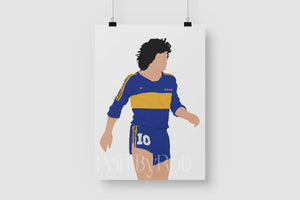 Diego Maradona Wall Art - Boca Juniors Print - Argentina Football Poster Print By Rob A4 White 