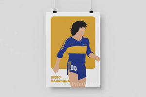 Diego Maradona Wall Art - Boca Juniors Print - Argentina Football Poster Print By Rob A4 Box with Text 