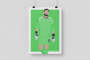 Ben Foster Poster Wrexham AFC Wall Art Football Print Print By Rob Green Box w/ Text A4 